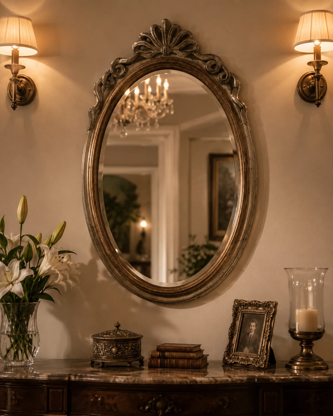 Ornate Oval Wall Mirror