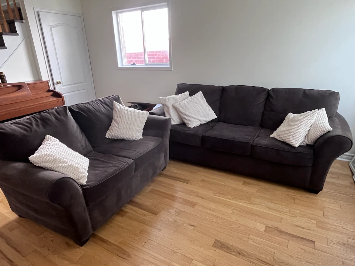 Dark Grey Loveseat and Sofa