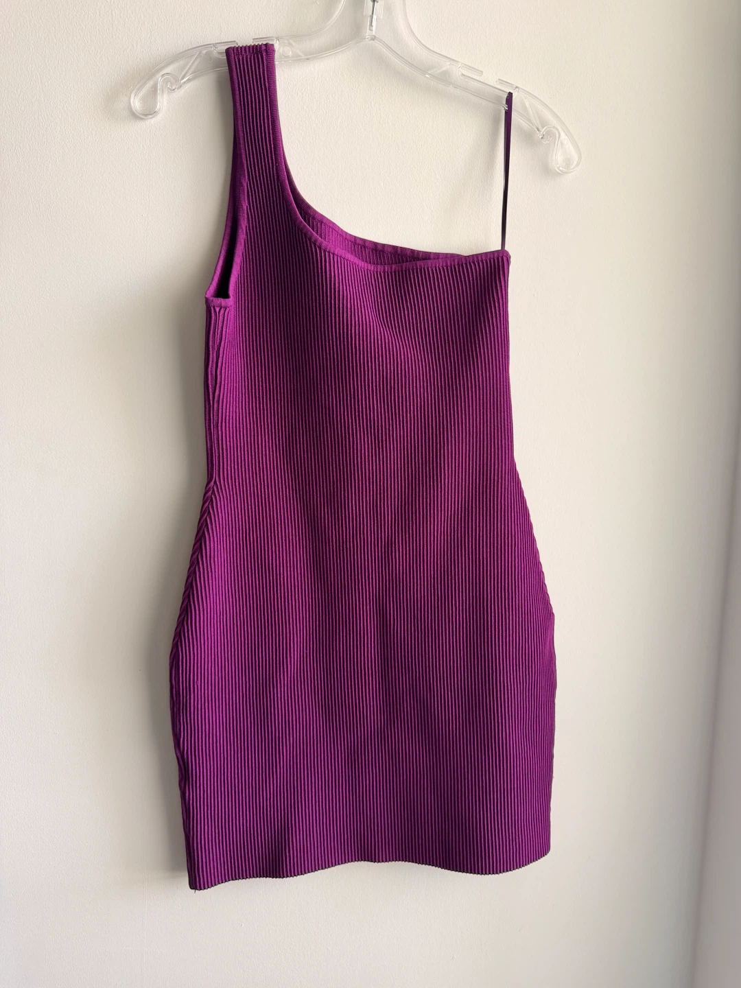 Babaton One-Shoulder Ribbed Dress - Purple - Size M - photo 2