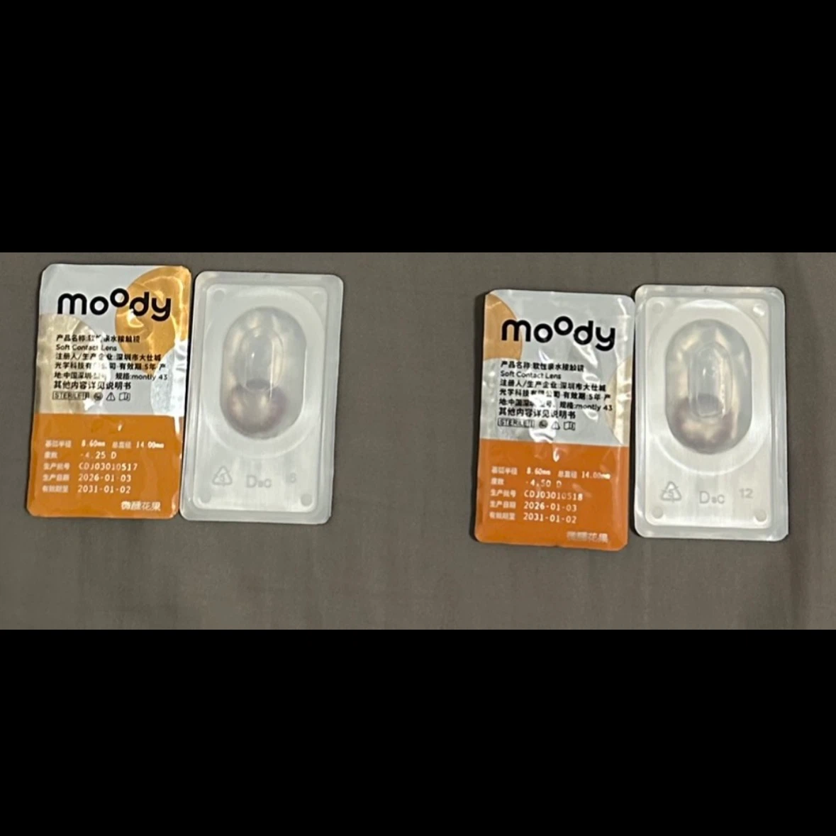Moody Soft Contact Lenses -4.25D / -4.50D