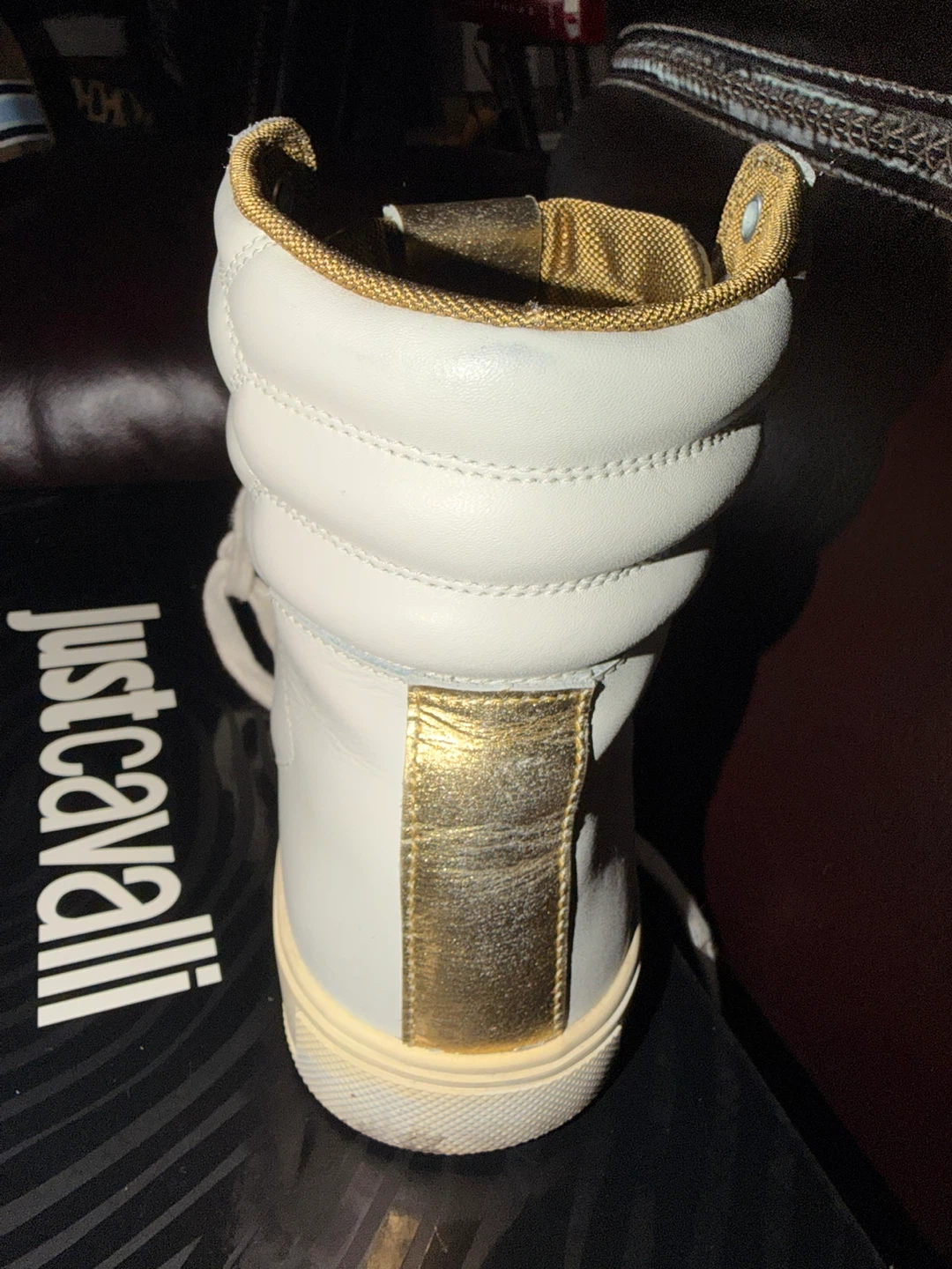 Just Cavalli High Top White/Gold Sneakers Men’s 9 US EUC - photo 4