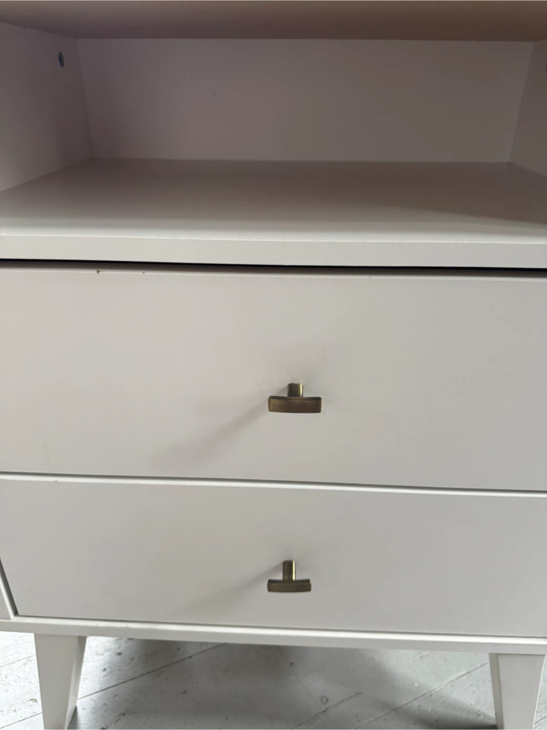White 2-Drawer Nightstand with Brass Hardware - photo 2