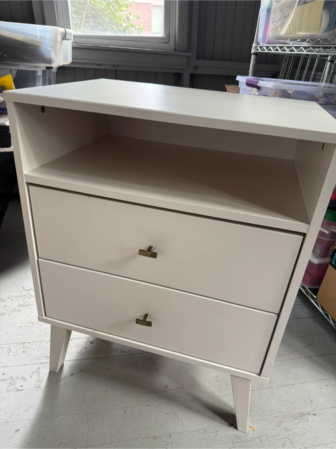 White 2-Drawer Nightstand with Brass Hardware - photo 5