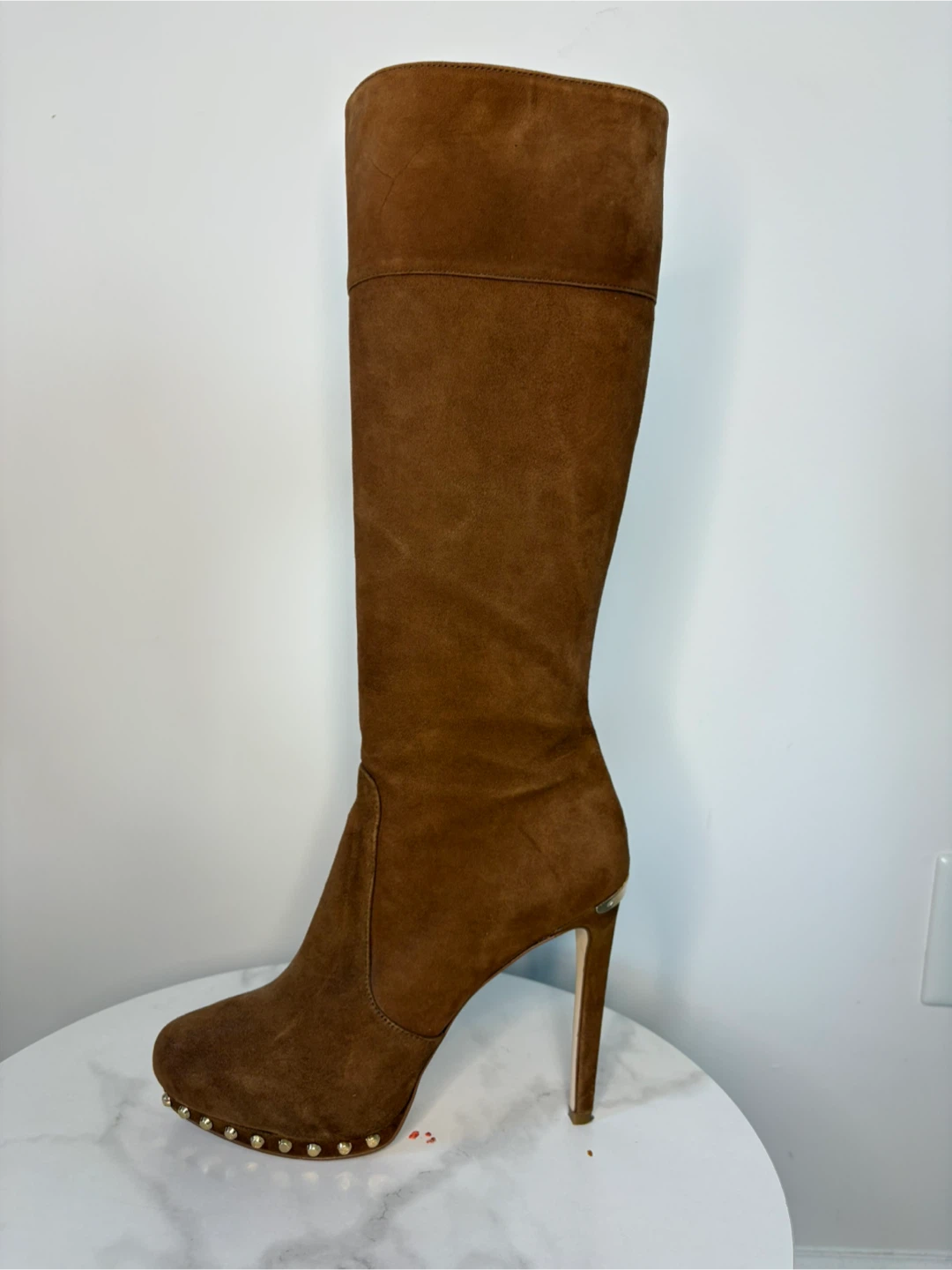 Michael Kors Suede Studded Tall Boots - Brown