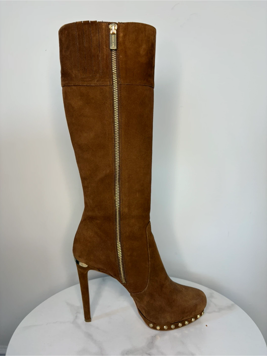 Michael Kors Suede Studded Tall Boots - Brown - photo 2