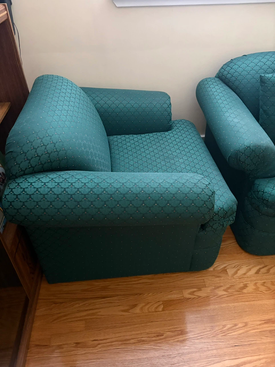 Green Armchair and sofa with Patterned Fabric - photo 2