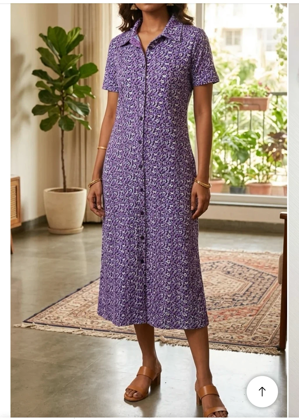 Purple Floral Shirt Dress
