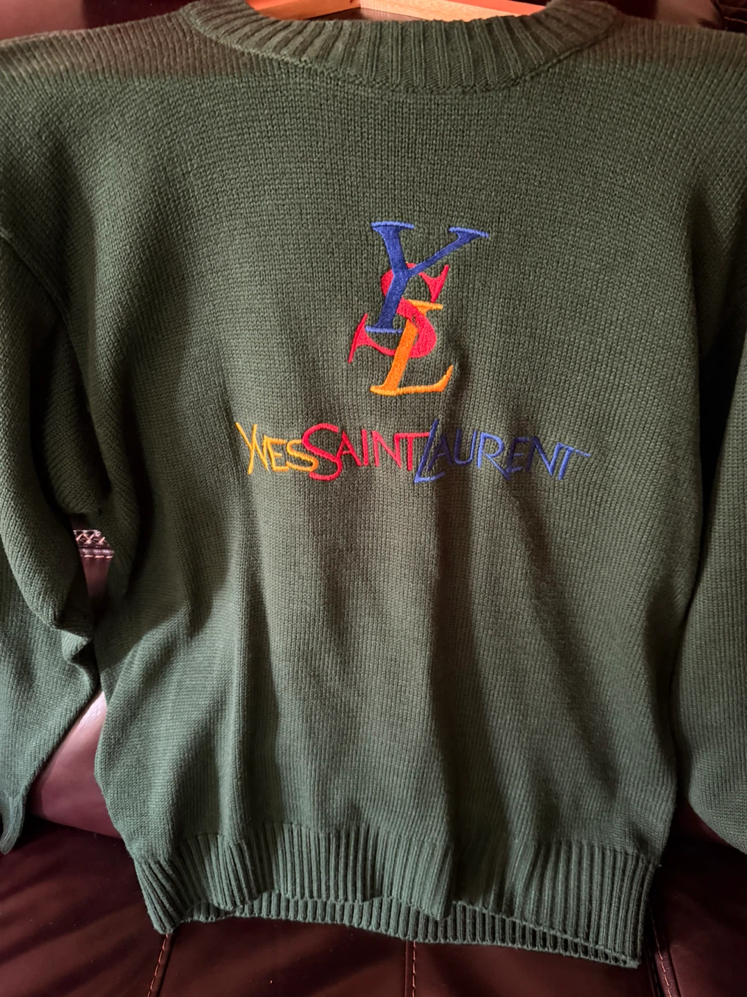 Yves Saint Laurent (YSL) Green Knit SweaterVintage size Medium