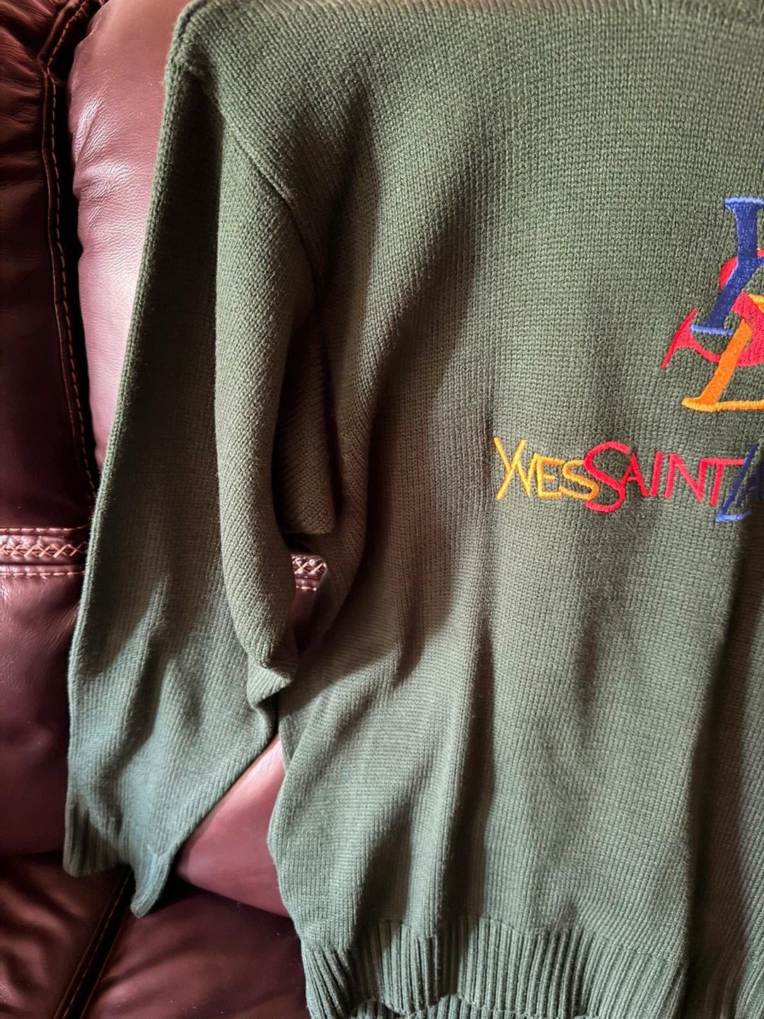 Yves Saint Laurent (YSL) Green Knit SweaterVintage size Medium - photo 2