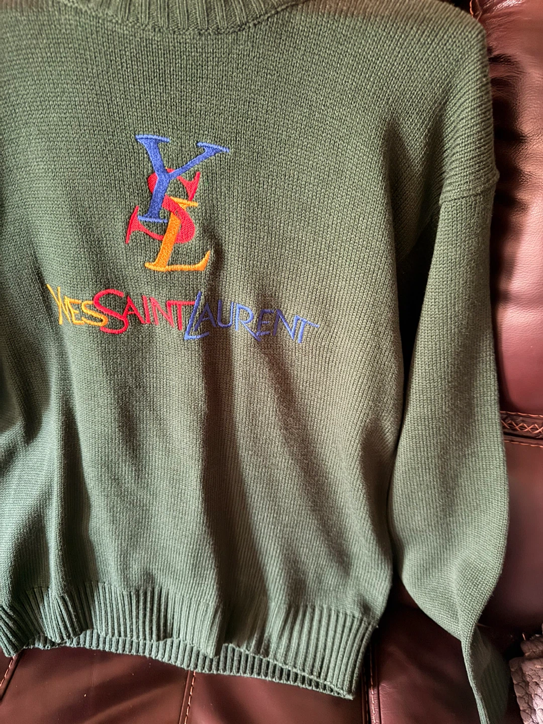 Yves Saint Laurent (YSL) Green Knit SweaterVintage size Medium - photo 3