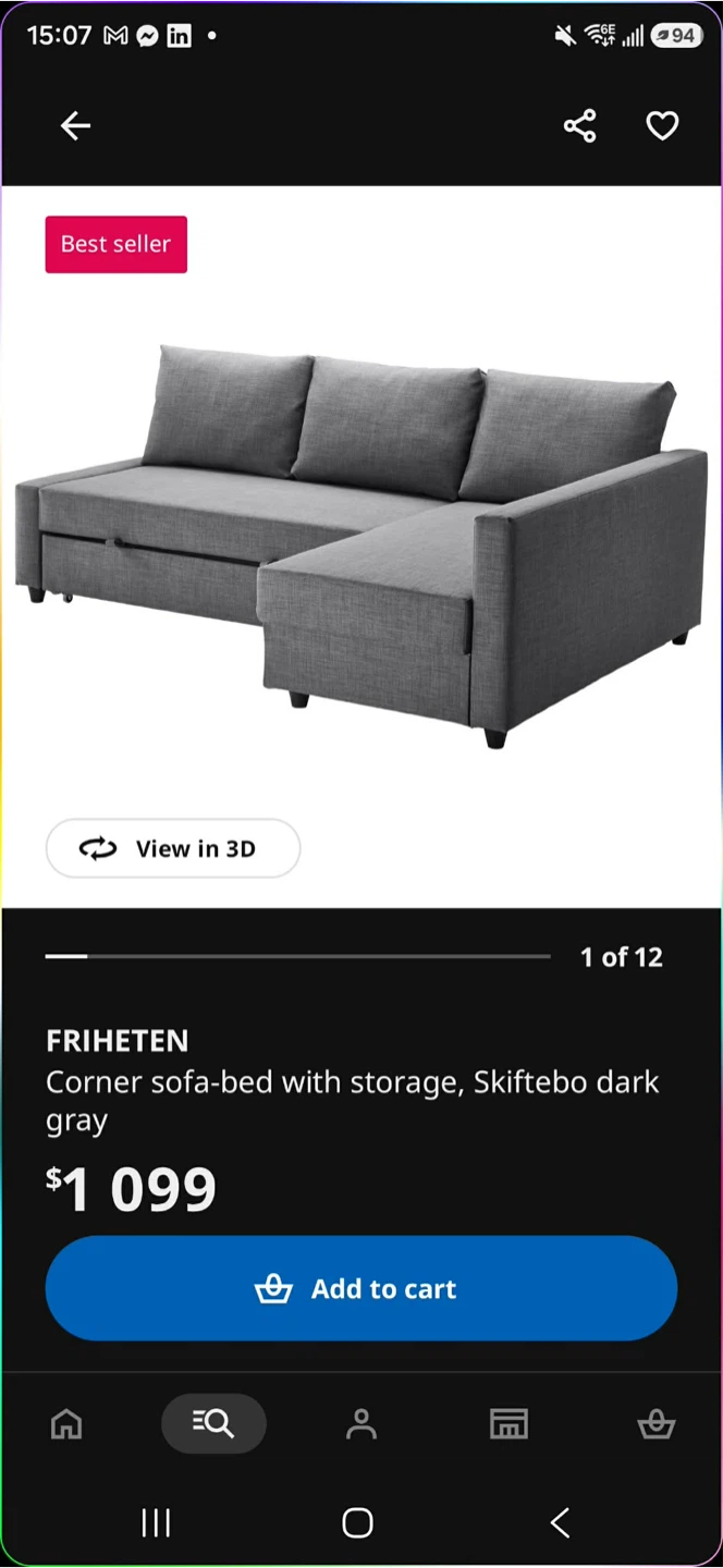 IKEA FRIHETEN Corner Sofa-Bed with Storage - photo 4