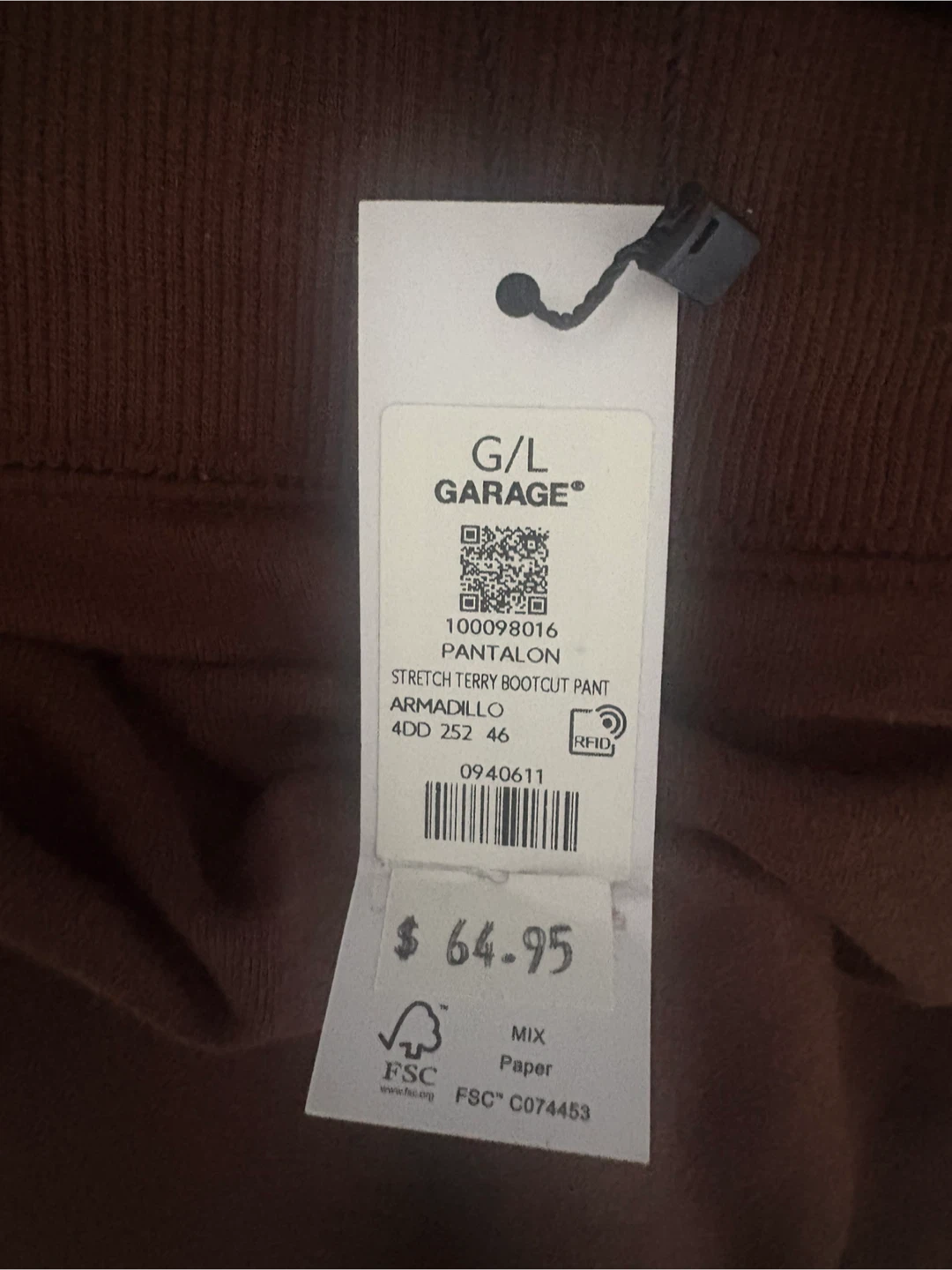 Garage Stretch Terry Bootcut Pant - Brown - G/L - photo 2