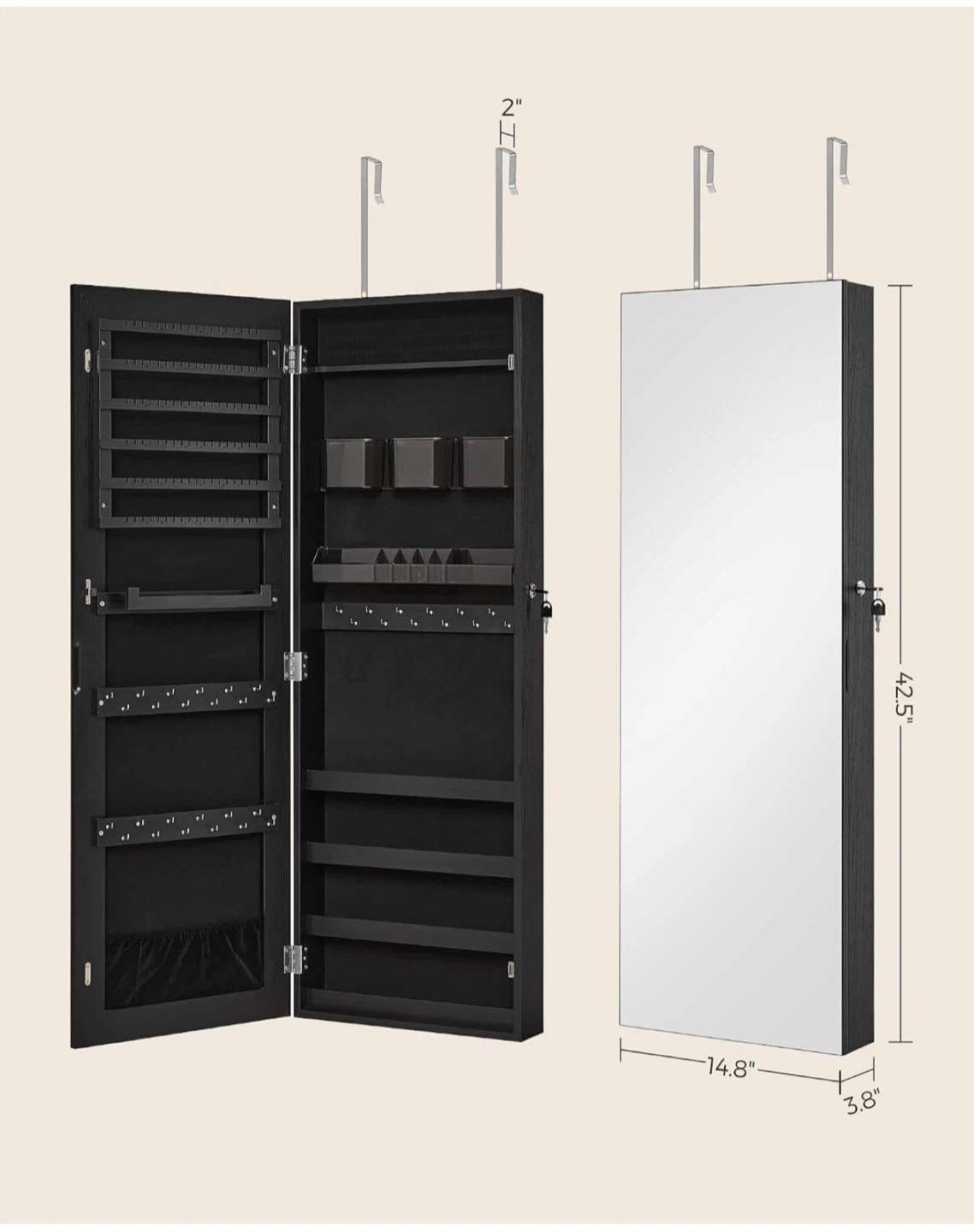 Over-the-Door Jewelry Cabinet with Mirror -Pickup Only - photo 2