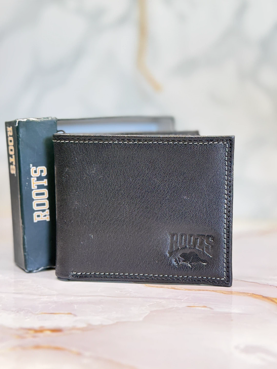 Roots Bi-fold Leather Wallet with RFID Protection
