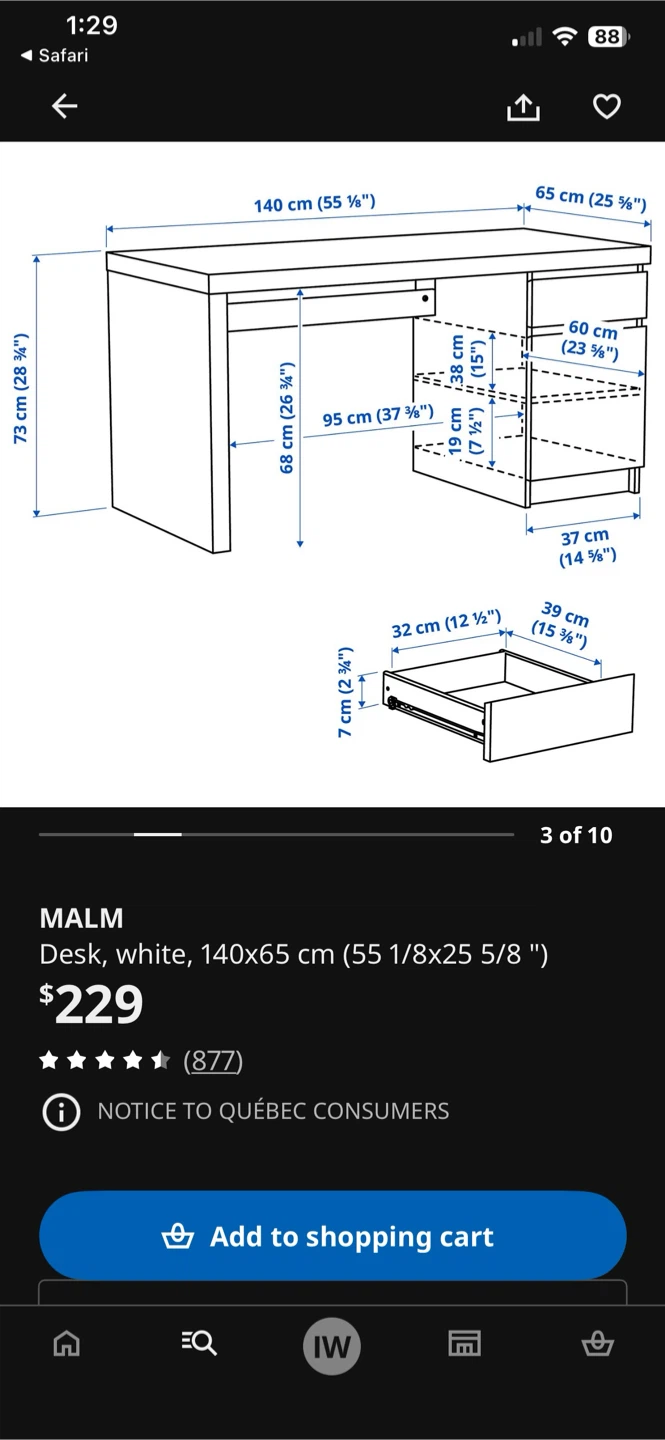 IKEA MALM Desk - White - photo 2