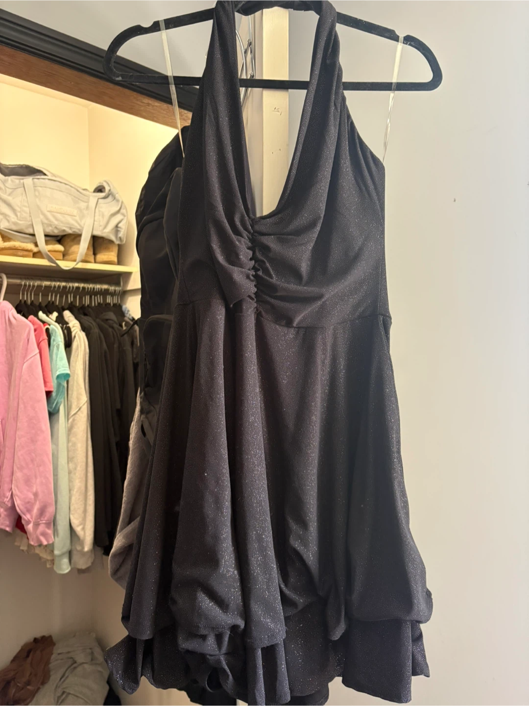Gypise Jane Black Sparkly Halter Dress