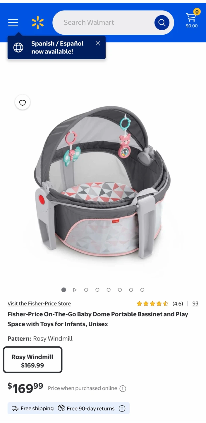 Fisher-Price On-the-Go Baby Dome Portable Bassinet & Play Space
