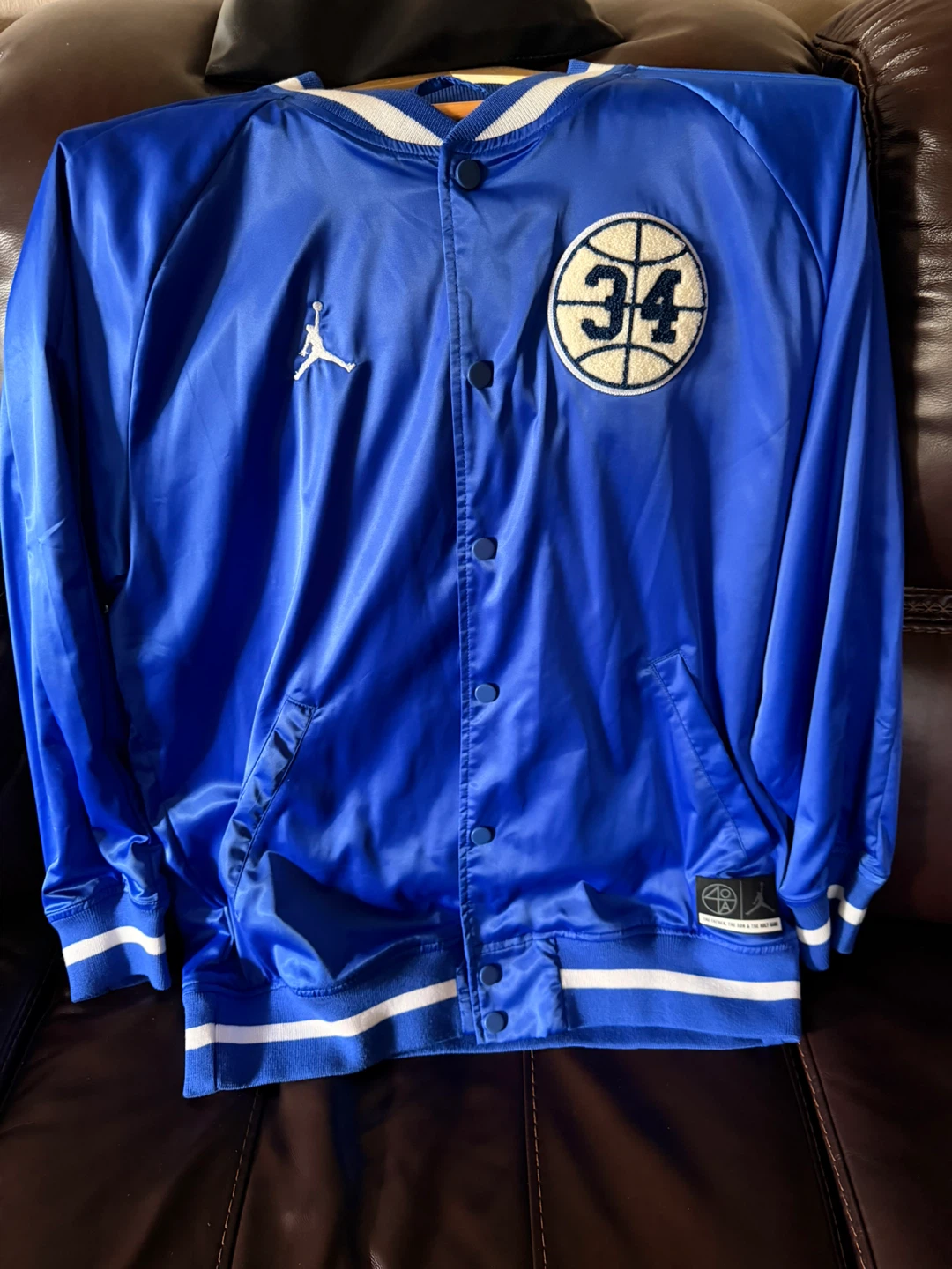 Jordan 40 Acres Varsity Jacket Royal Blue Men’s Size Lrg NWOT