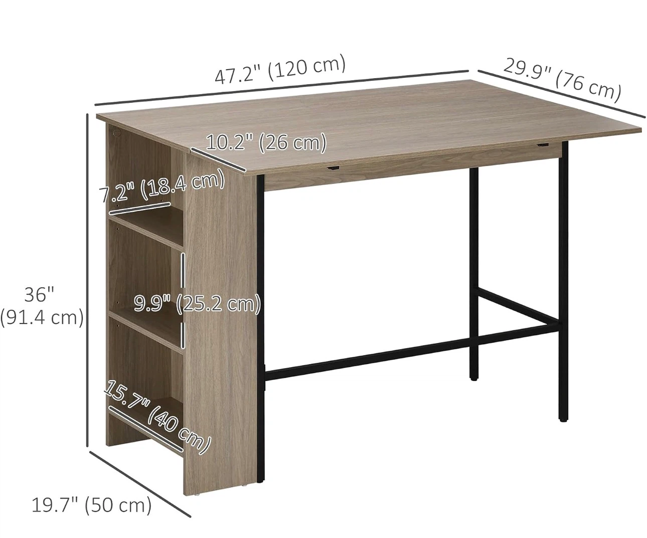 Extendable Bar height Dining Table with Shelves - Pickup Only - photo 2