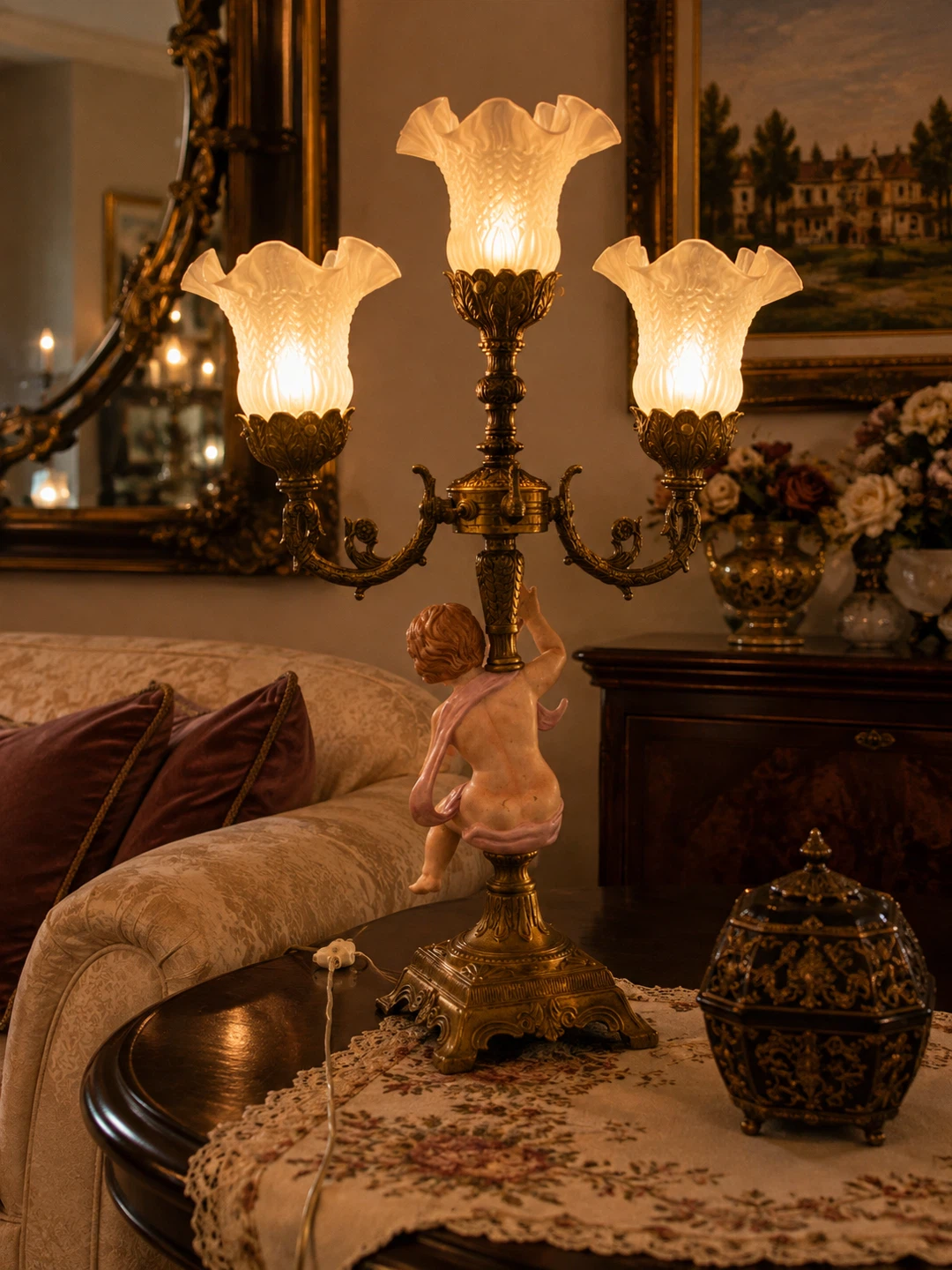 Vintage Cherub Trio Lamp - photo 2