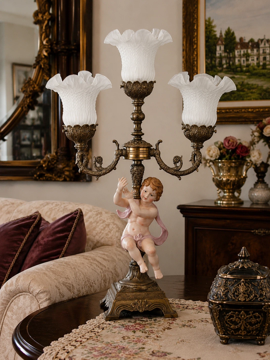 Vintage Cherub Trio Lamp - photo 3