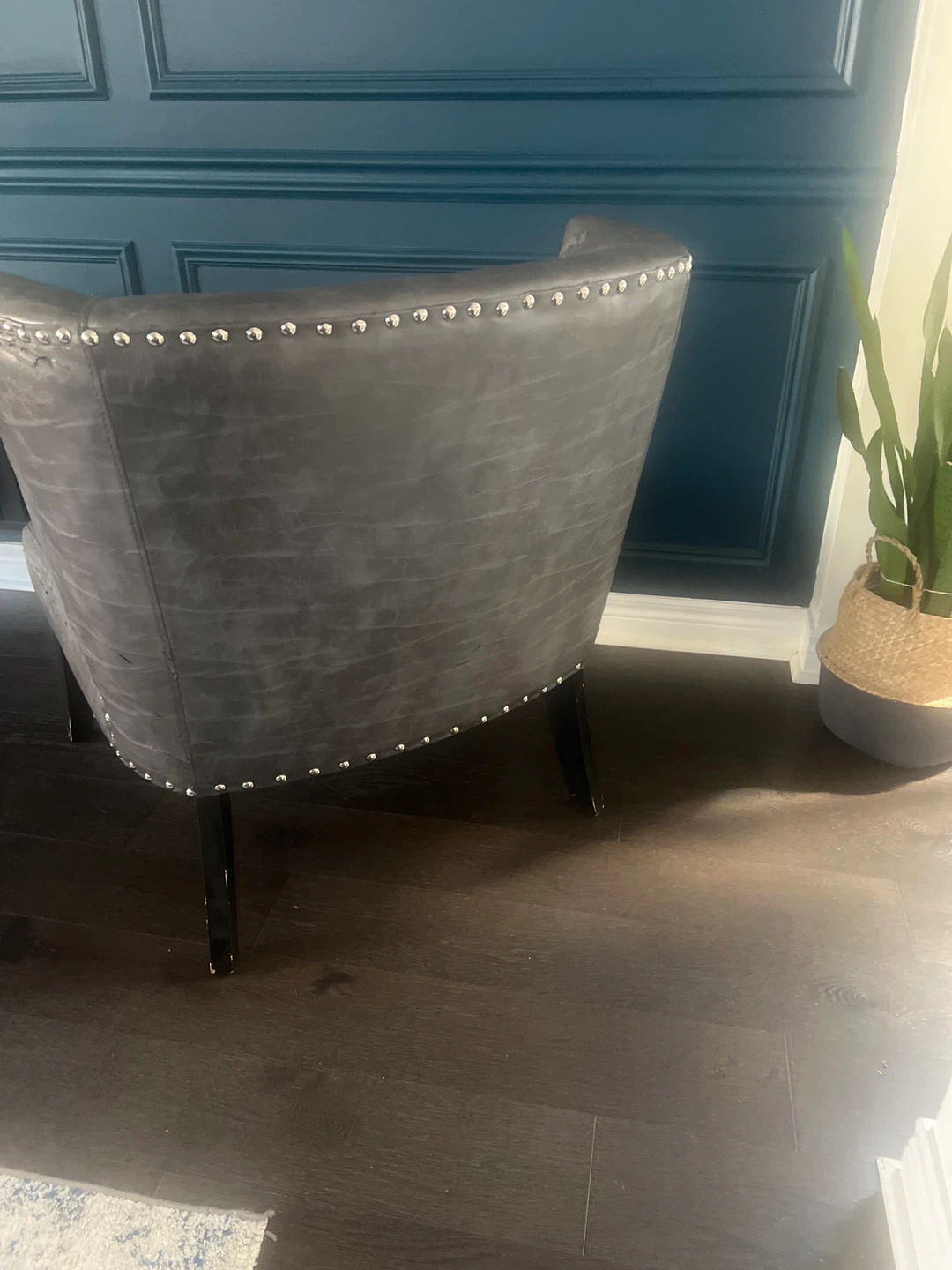 Dark Grey Accent Chair with Studs - photo 2
