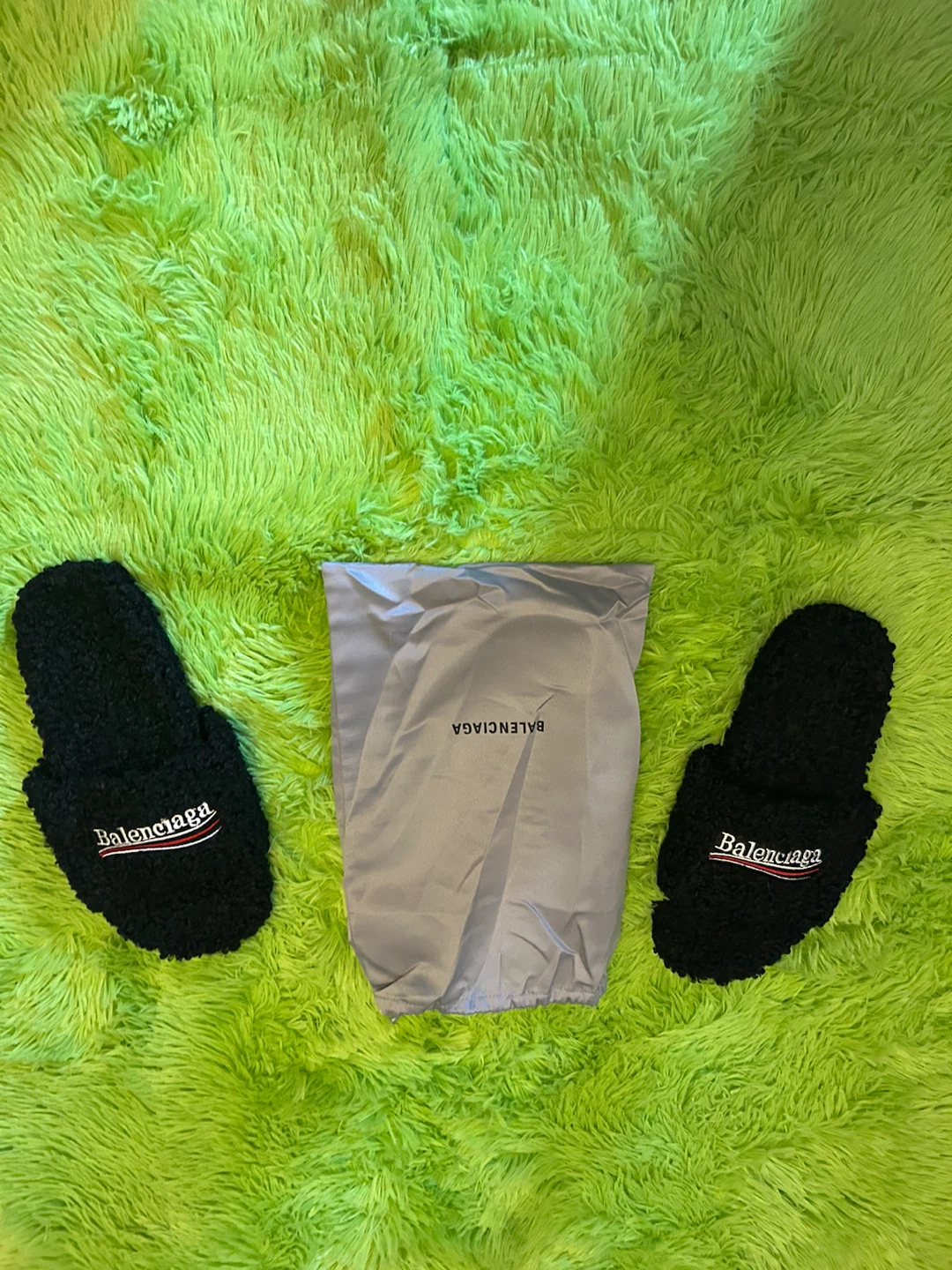 Balenciaga Black Fuzzy Slides with Dust Bag - photo 2
