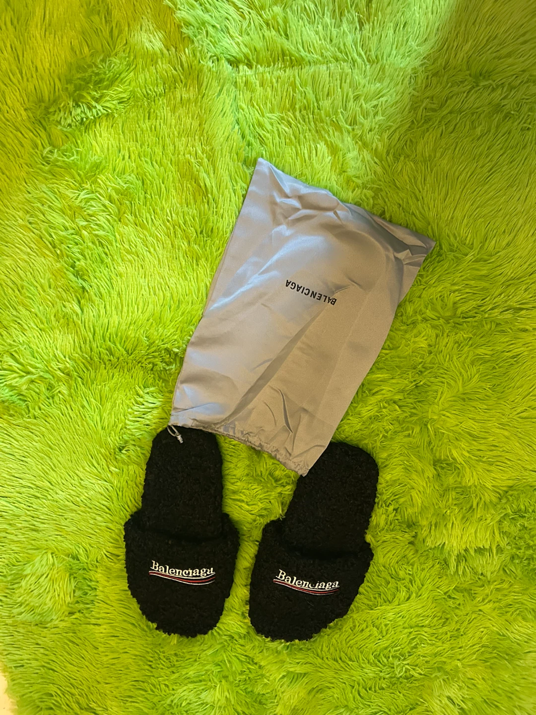 Balenciaga Black Fuzzy Slides with Dust Bag - photo 3