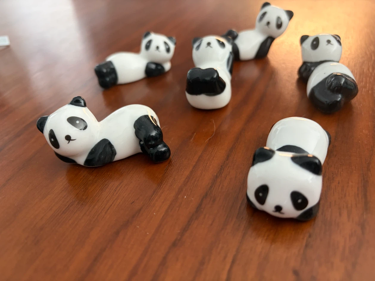 Set of 6 Ceramic Panda Chopstick Rests