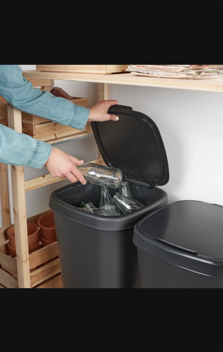 IKEA Black Garbage Bin with Lid, 50 L - photo 2