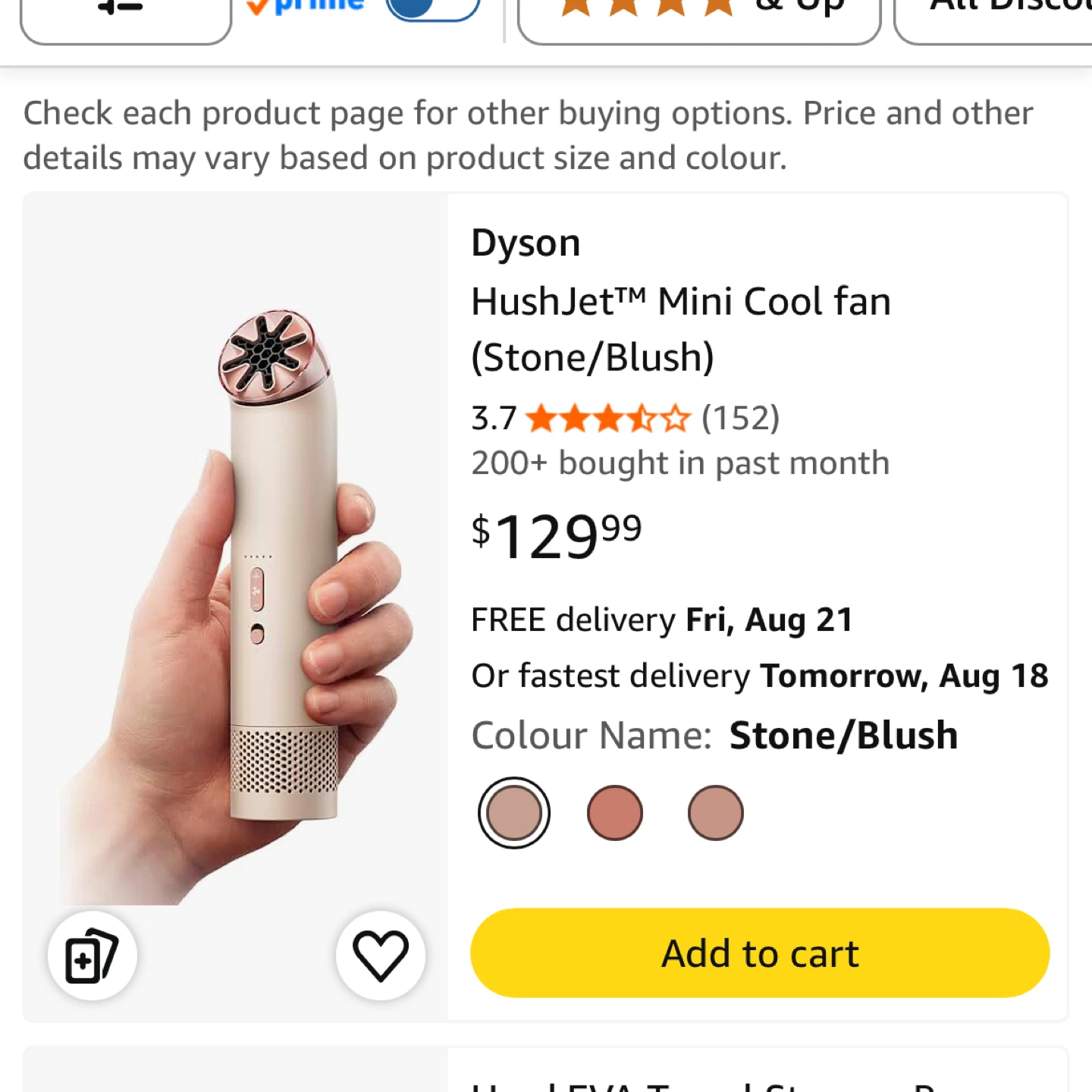 Dyson HushJet Mini Cool Personal Fan (Stone/Blush) - photo 2