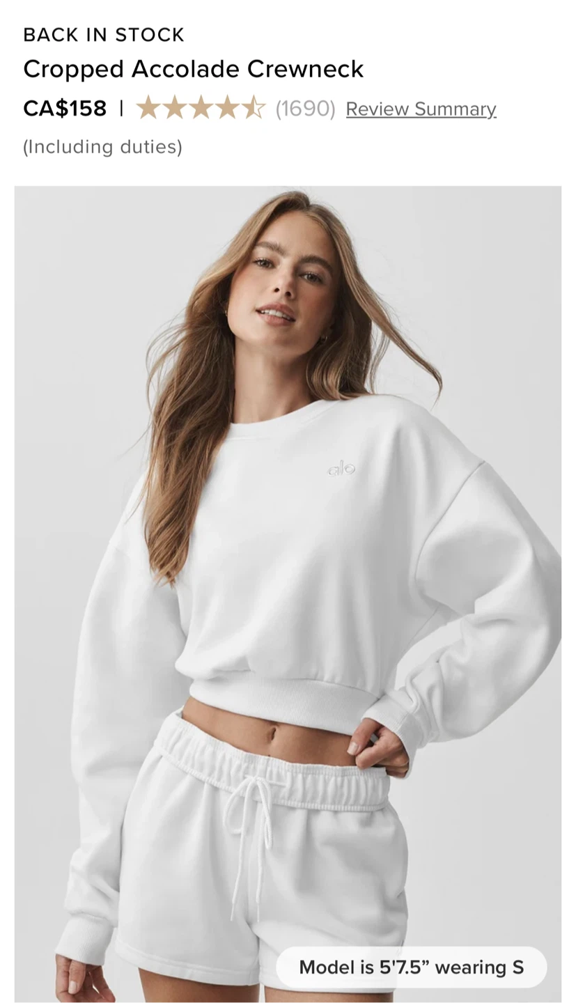 Alo Accolade Crop Crewneck Sweatshirt