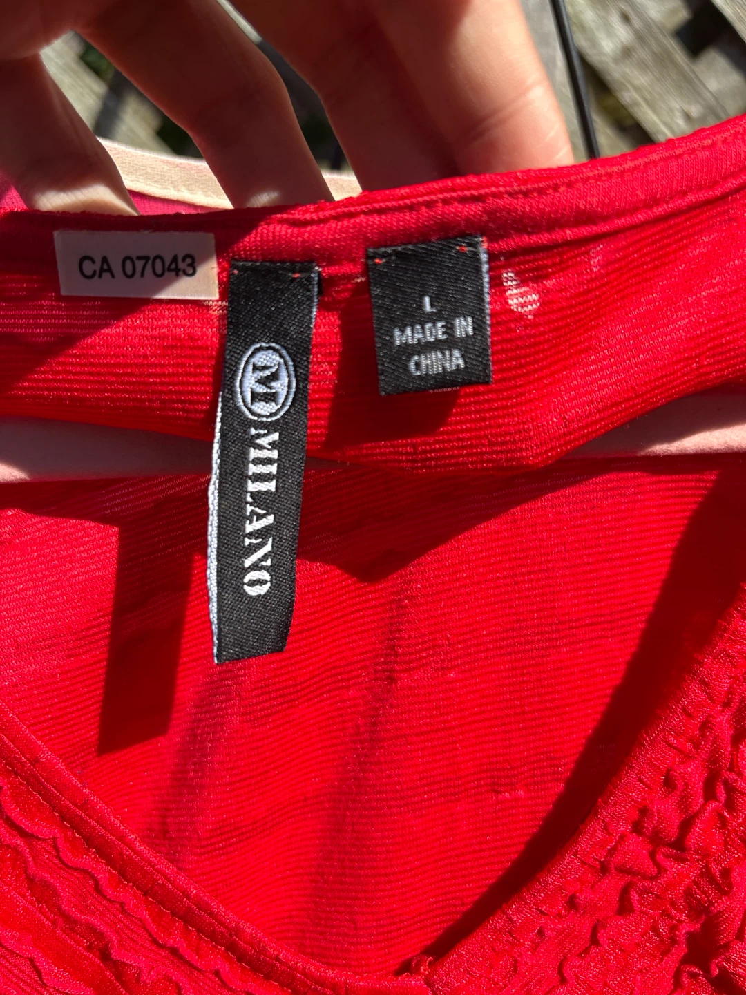 Milano Red Textured V-Neck Top - Size L - photo 2
