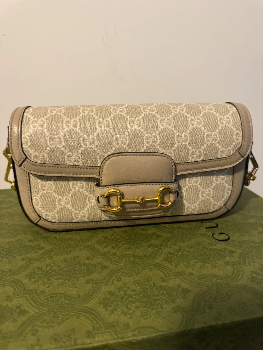 Gucci Horsebit 1955 Shoulder Bag Beige GG Supreme Canvas