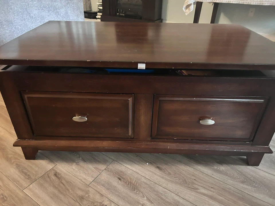 Dark Brown Coffee Table with Storage