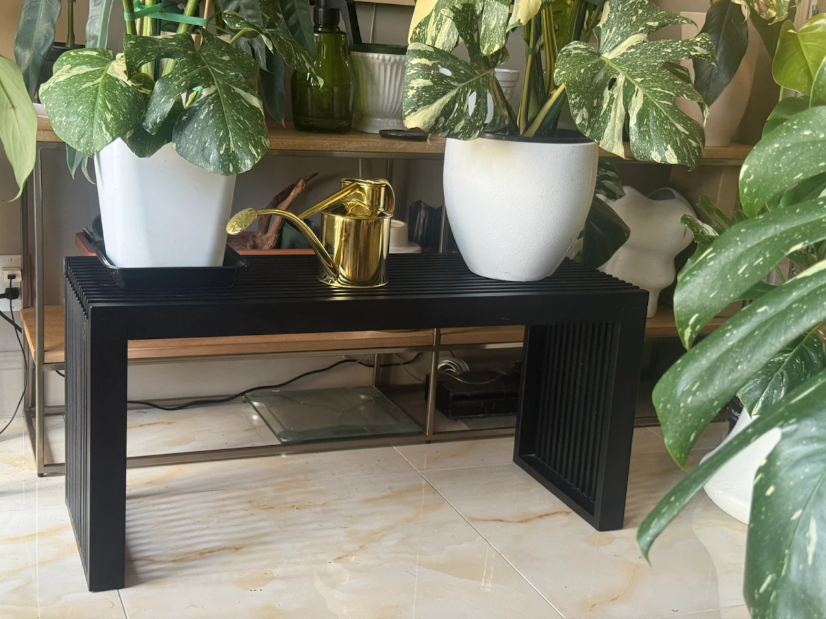 Black Modern Slat Entryway Bench