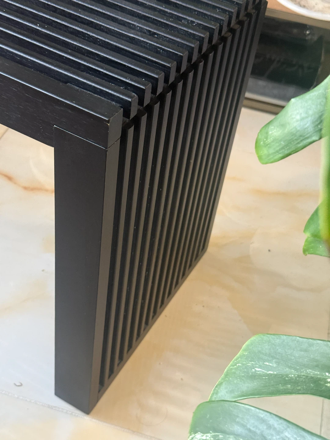Black Modern Slat Entryway Bench - photo 3
