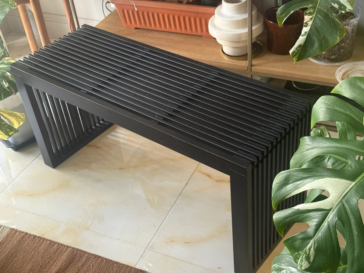 Black Modern Slat Entryway Bench - photo 5