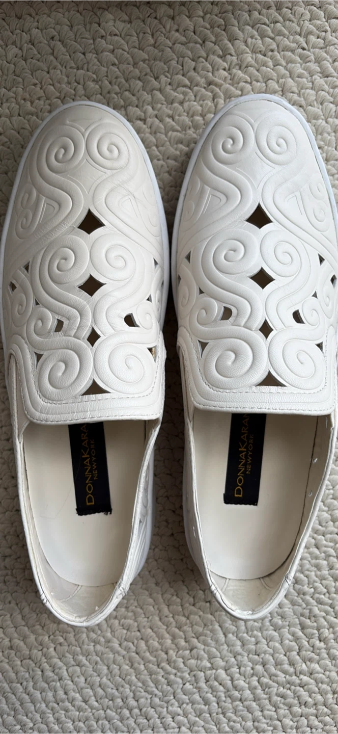 Donna Karan New York White Slip-On Sneakers