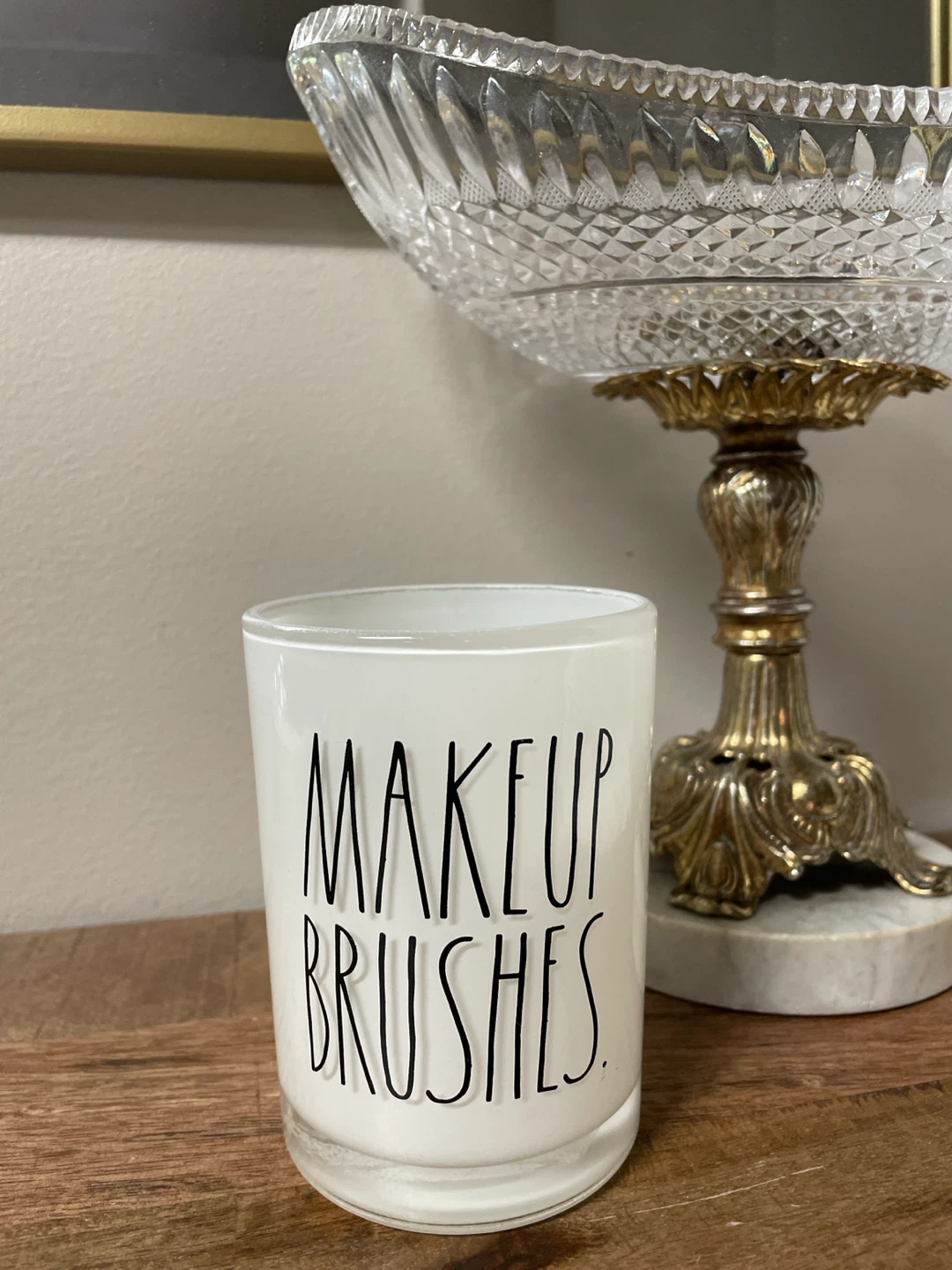 Rae Dunn "Makeup Brushes" Storage Jar