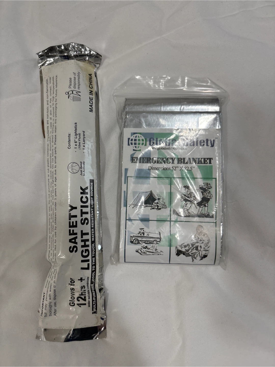 Safety Light Stick and Emergency Blanket Combo