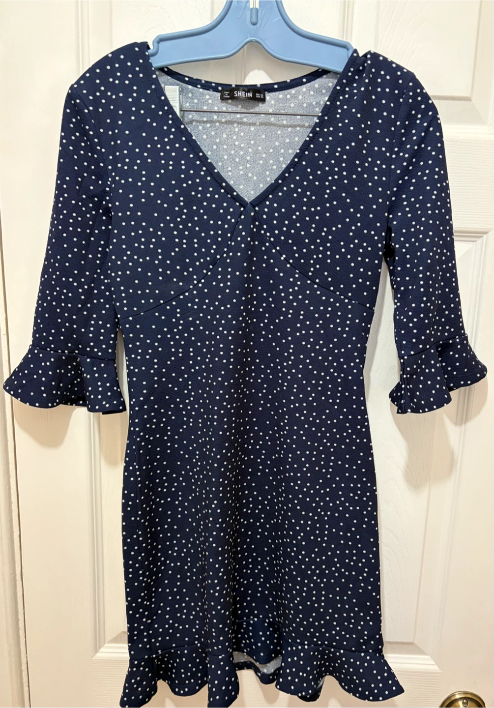 Navy Blue Polka Dot Mini Dress Size XS - photo 5