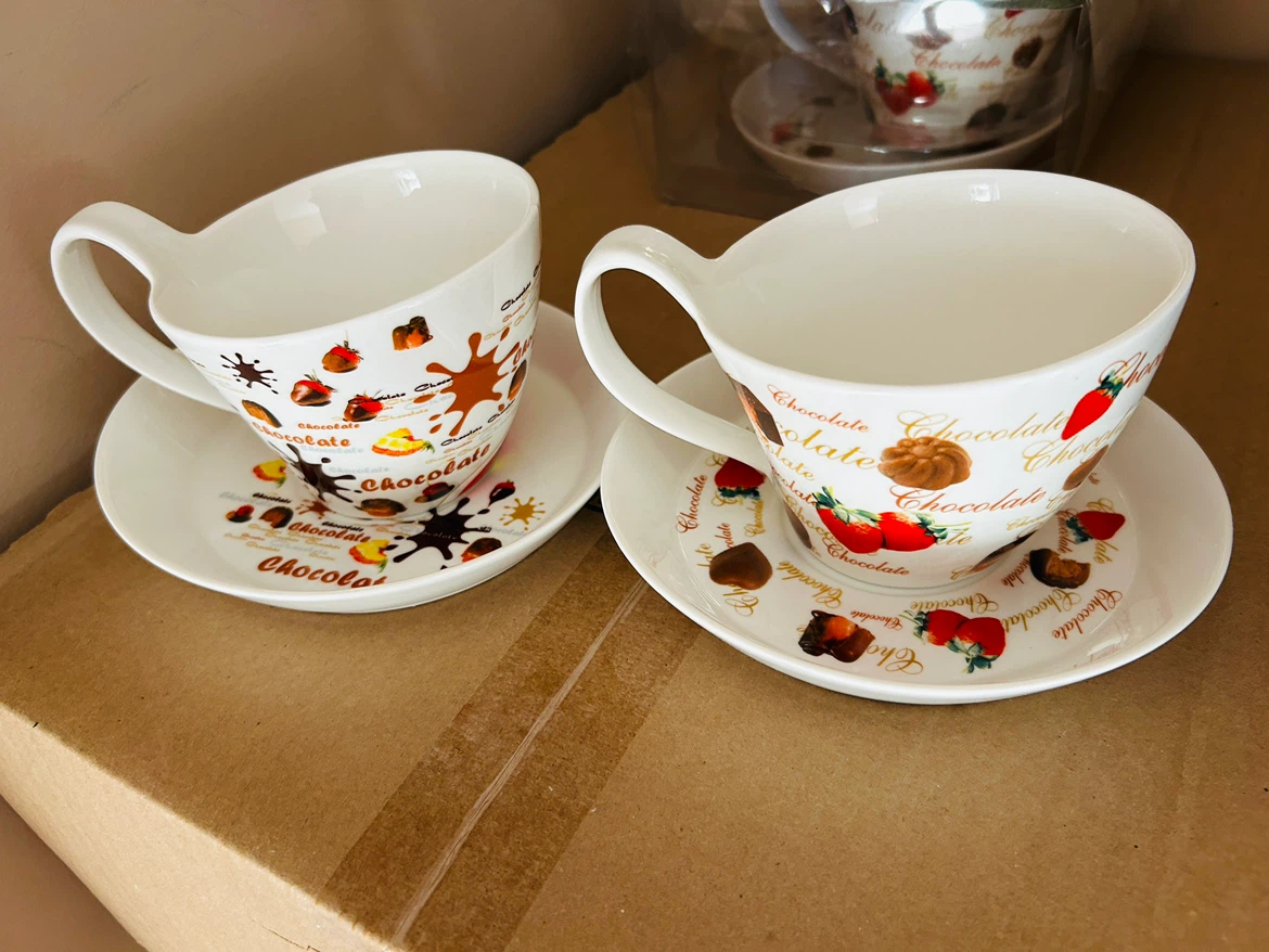 6 NEW PAIRS cups and saucers
