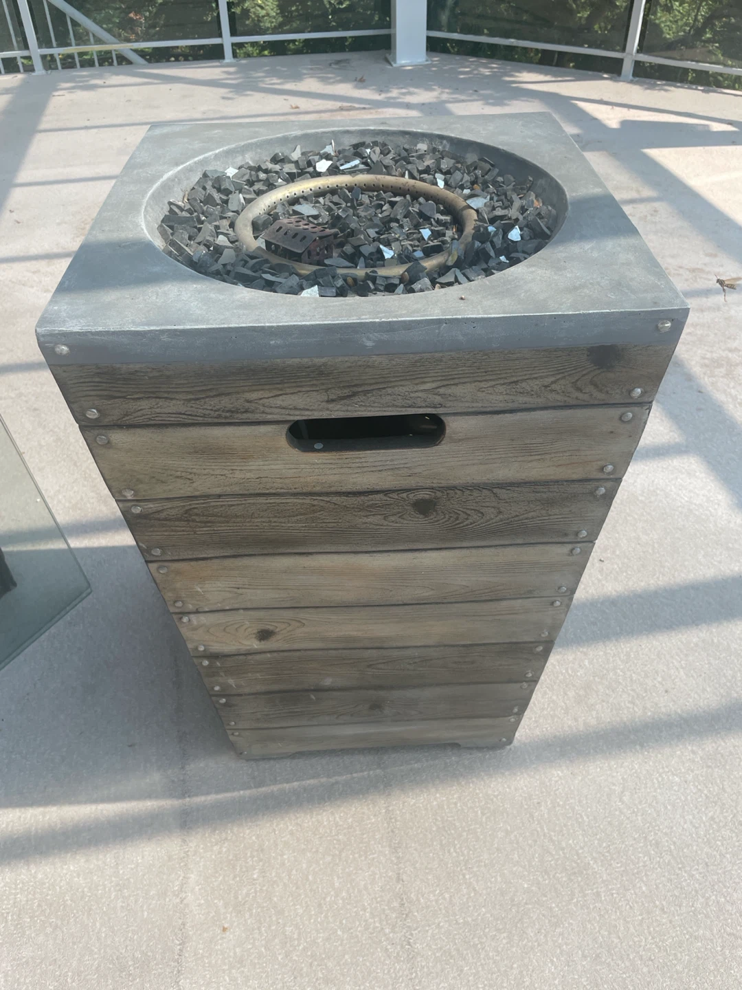 Square Propane Fire Pit with Wood-Look Finish