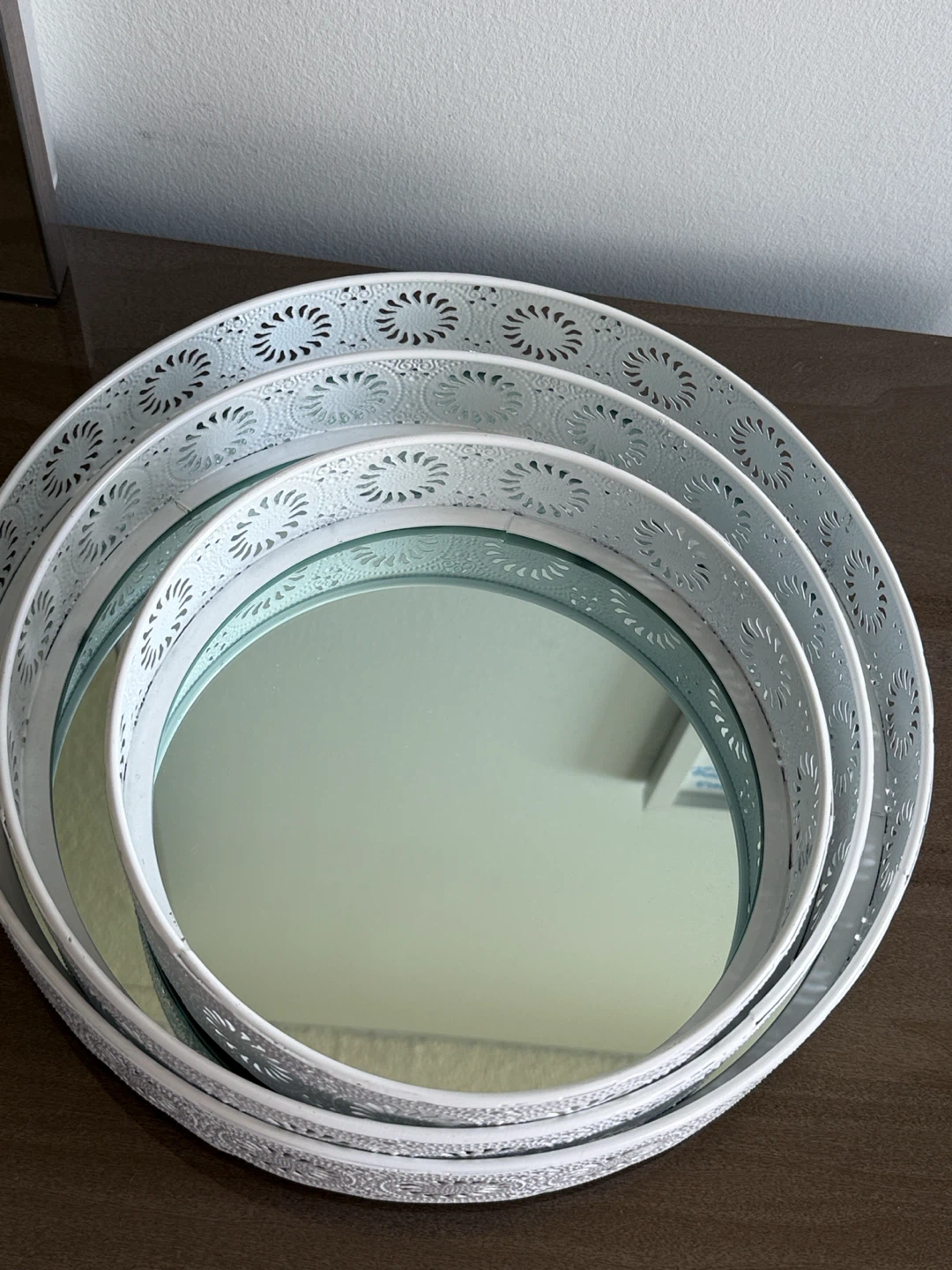 Set of 3 White Decorative Trays