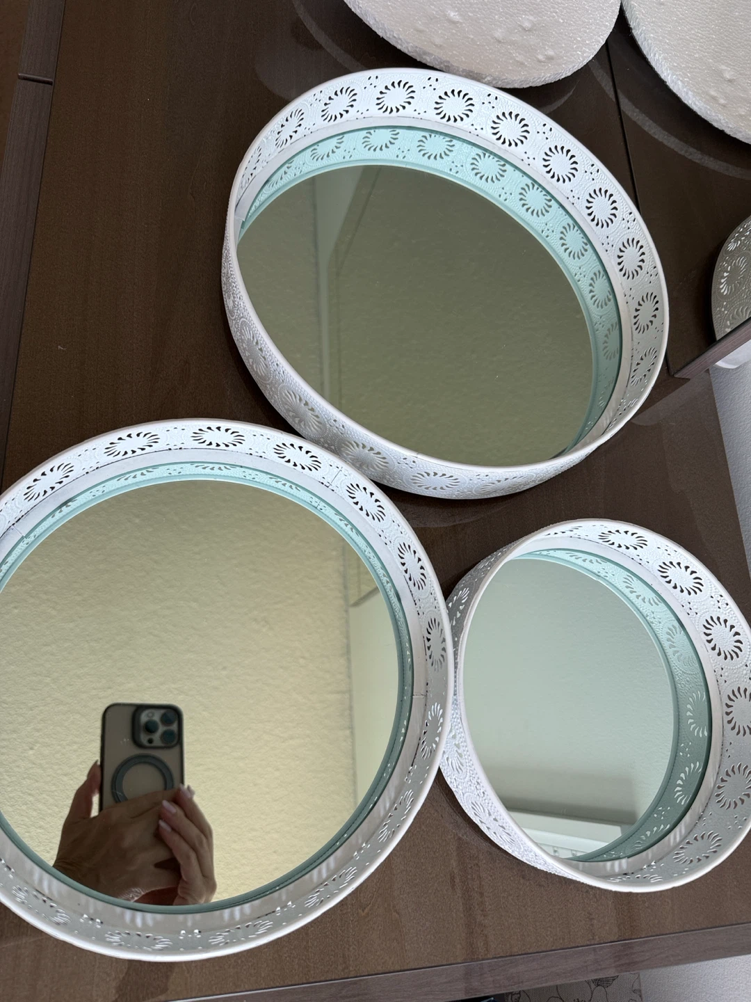 Set of 3 White Decorative Trays - photo 2