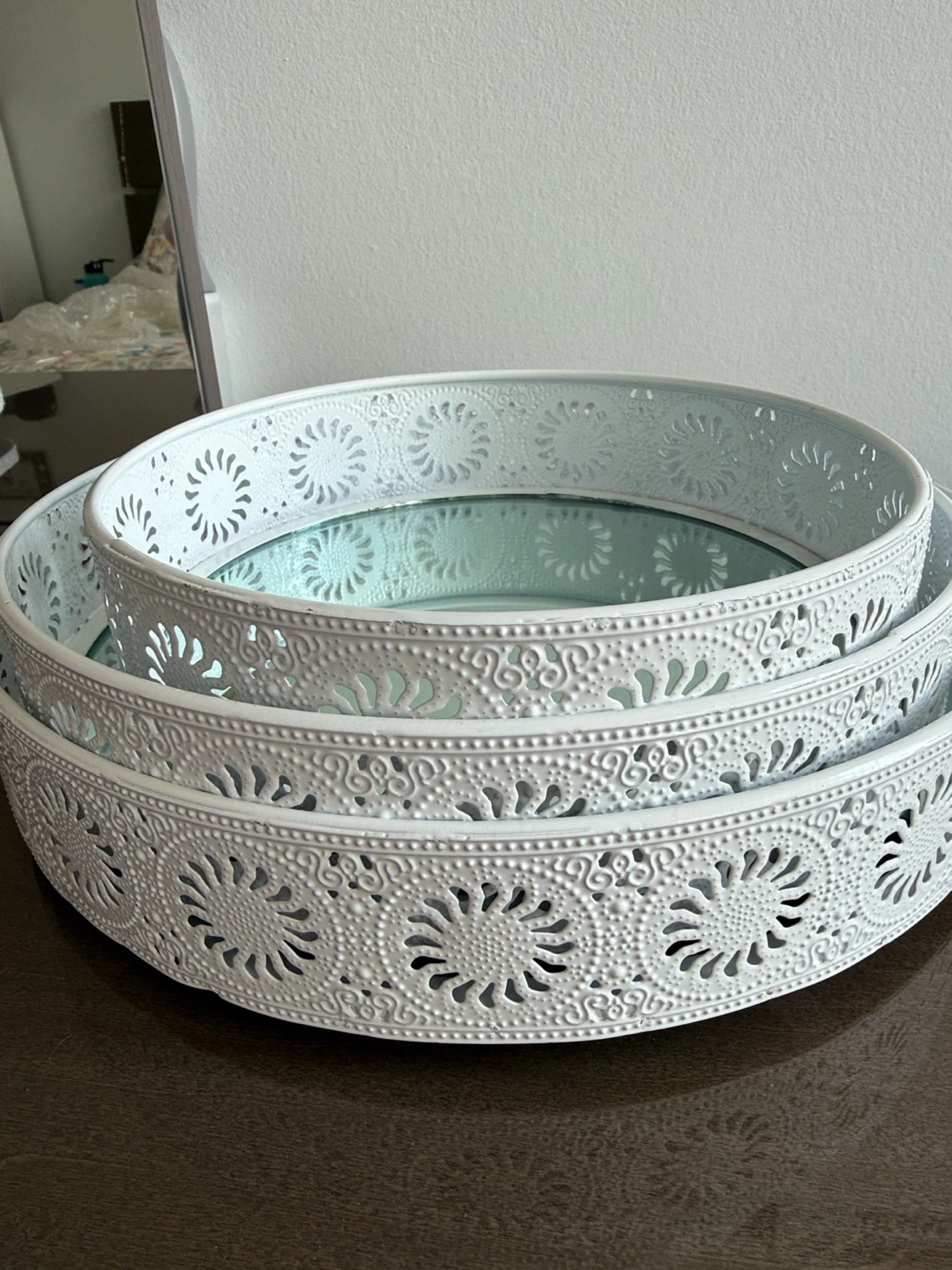 Set of 3 White Decorative Trays - photo 4