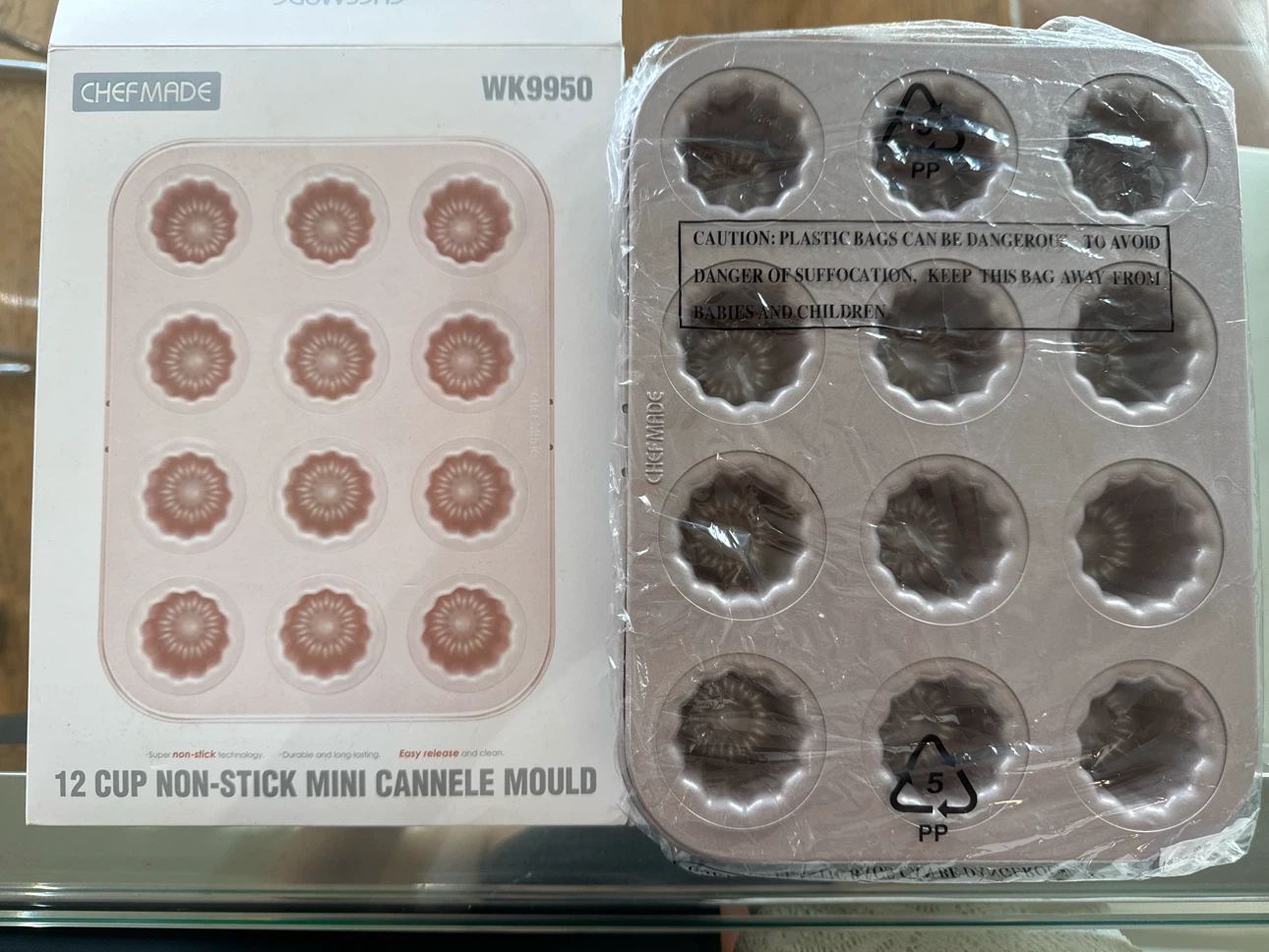 CHEFMADE Mini Canele Mold Cake Pan 12 Cup Non-Stick