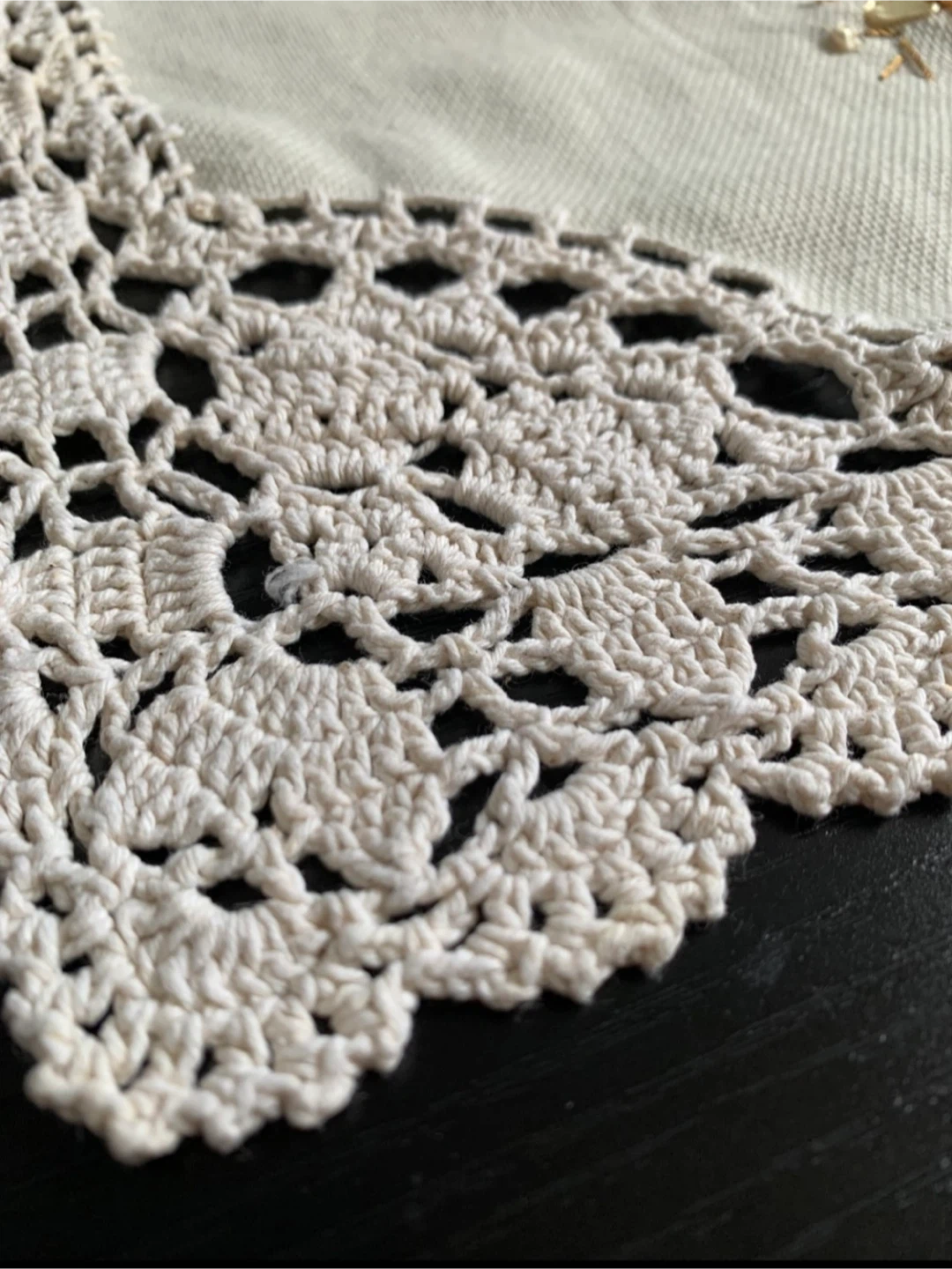 Embroidered Table Runner with Crochet Lace - photo 5