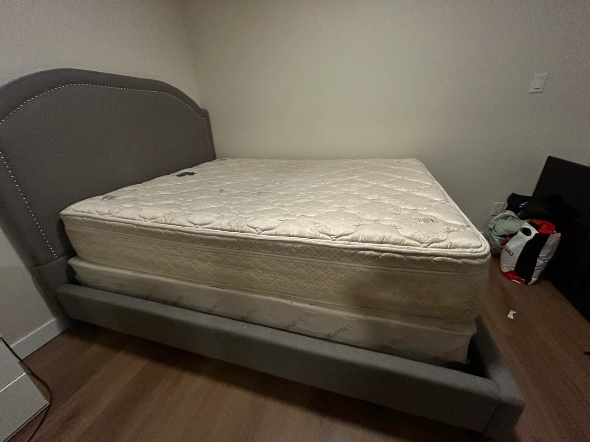 Grey Upholstered Bed with mattress - photo 3